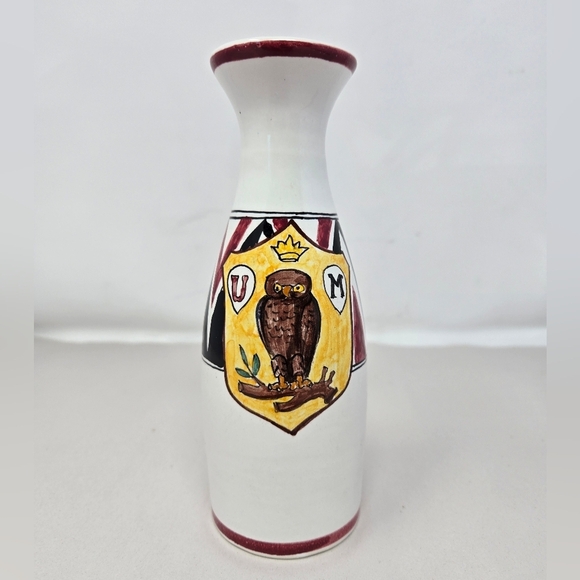 made in Italy Other - Vintage Italian Ceramic Vase Hand Painted Owl On Branch Intials U M Crown